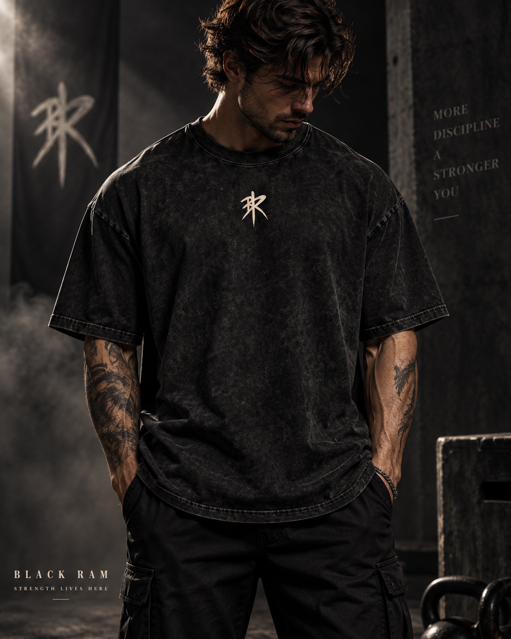 BLACK RAM — Skull Split Oversized Tee