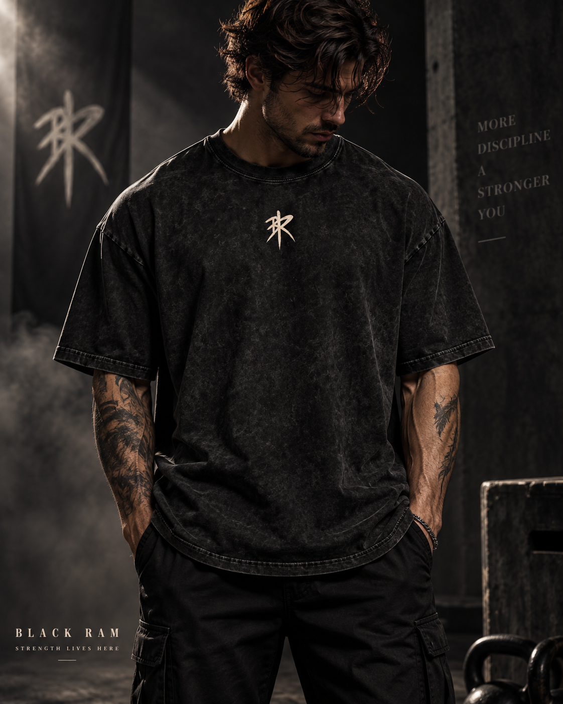 BLACK RAM — Skull Split Oversized Tee