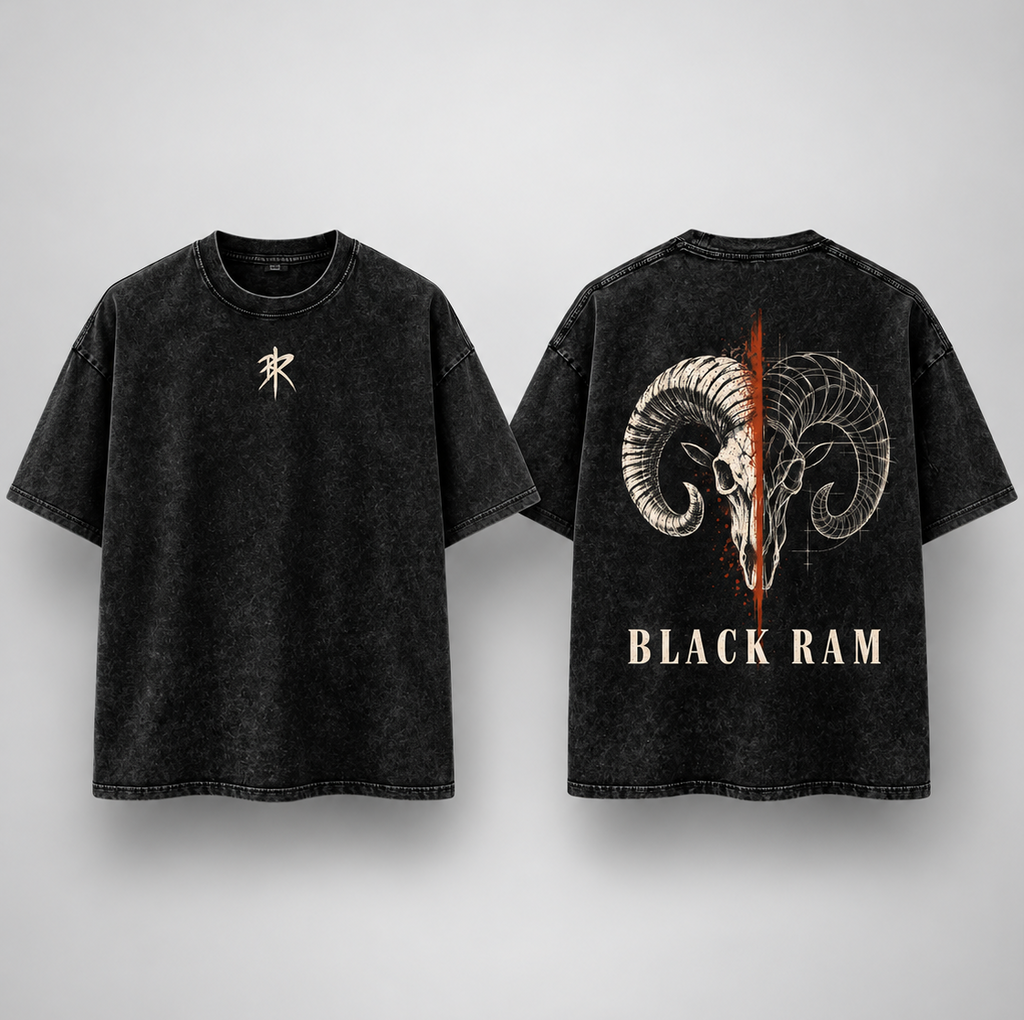 BLACK RAM — Skull Split Oversized Tee