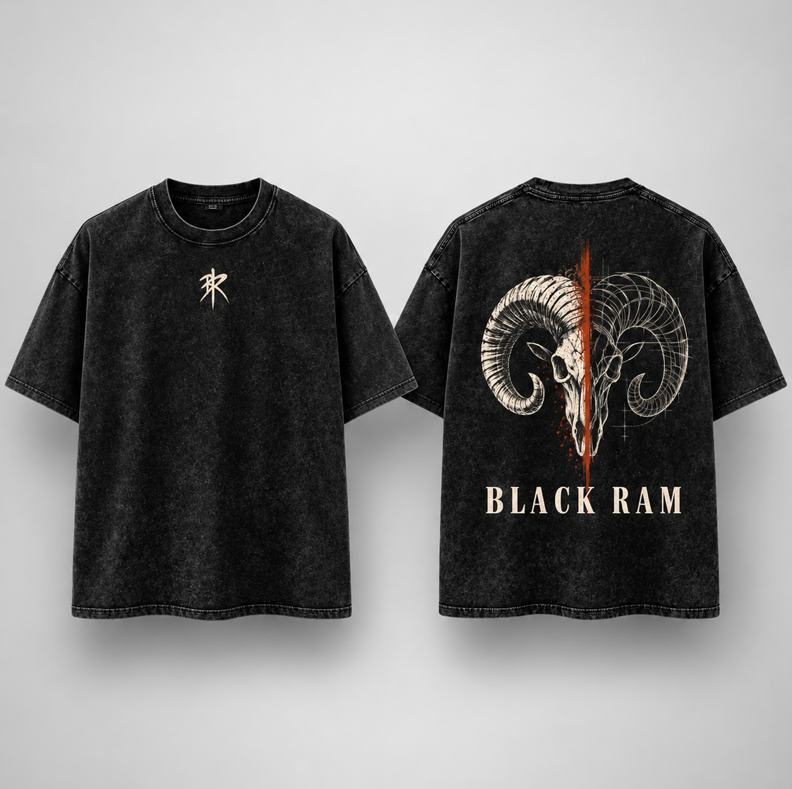 BLACK RAM — Skull Split Oversized Tee