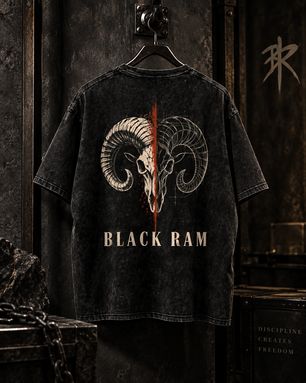 BLACK RAM — Skull Split Oversized Tee